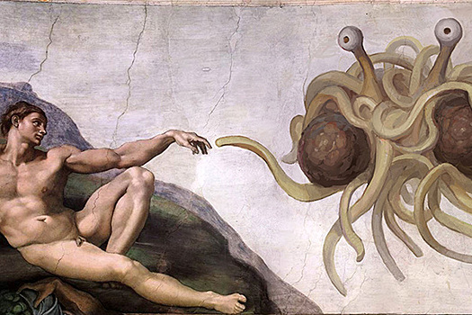 Пропагандистский постер церкви церкви Летающего Макаронного Монстра