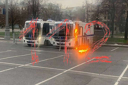 Мужчина бросил коктейль Молотова в автозак Росгвардии в центре Москвы
