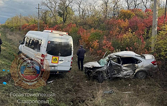 На Ставрополье микроавтобус с детьми попал в ДТП