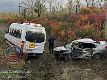 На Ставрополье микроавтобус с детьми попал в ДТП