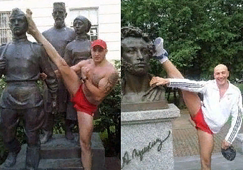 Изображавшего удар ногой по памятнику героям ВОВ кикбоксера задержали за вымогательство в Хакасии