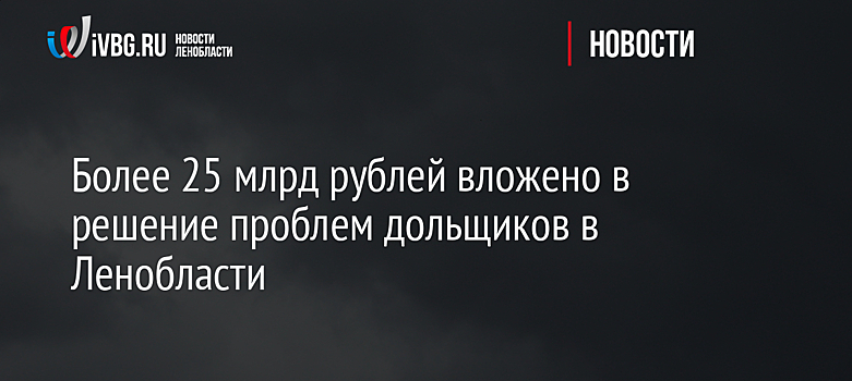 Более 25 млрд рублей вложено в решение проблем дольщиков в Ленобласти
