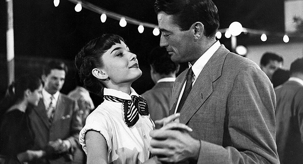 Одри Хепберн и Грегори Пек в фильме "Римские каникулы", 1953 год.