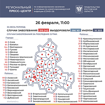 Новые случаи COVID-19 зарегистрировали в каждом районе и городе Ростовской области