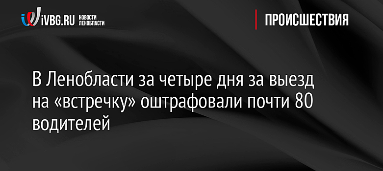 В Ленобласти за четыре дня за выезд на «встречку» оштрафовали почти 80 водителей