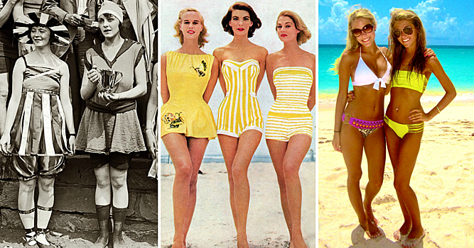 От платьев до обнаженки: как изменились женские купальники за последние 100 лет