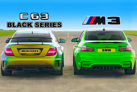 Дрэг-гонка: Mercedes-Benz C 63 AMG Black Series против BMW M3