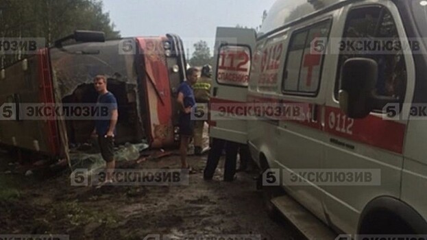 В Домодедовском районе Московской области перевернулся автобус
