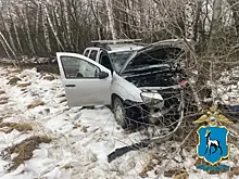 В Балтийске разогнавшаяся легковушка съехала с дороги и вылетела в кювет, двое пострадавших