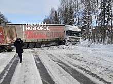 Фура полностью перекрыла дорогу в Нижегородской области