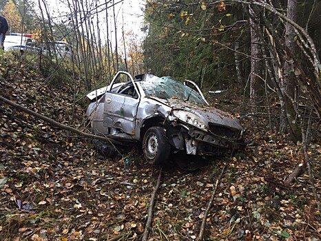 В Тверской области пьяный водитель разбил автомобиль, съехав в кювет