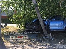 В Курске иномарка резалась в столб