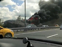 На подмосковной трассе сгорел рейсовый автобус