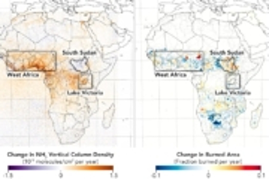 Десятилетнее загрязнение воздуха Африки аммиаком показали на карте