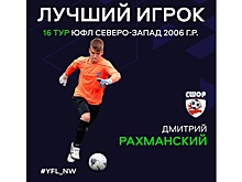 Голкипера СШОР Вологды по футболу признали лучшим игроком минувшего тура ЮФЛ