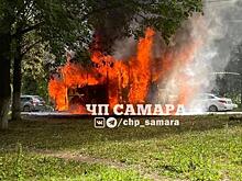 В Самаре сгорел автобус на пр. Кирова
