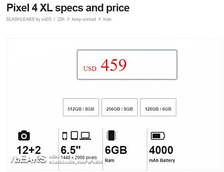 Google рассекретил характеристики и цену флагмана Pixel 4 XL