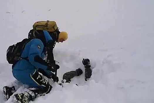 Попавшего под лавину во время катания на снегоходе туриста сняли на видео