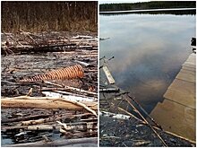 Трубы и пятна масла: приток Кеми сфотографировали после ликвидации аварии на ГЭС