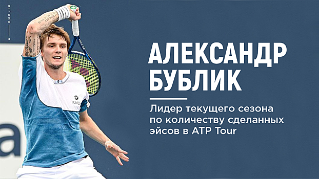 Бублик – лидер по количеству эйсов в ATP Tour с начала года. Попырин – второй, Медведев – третий