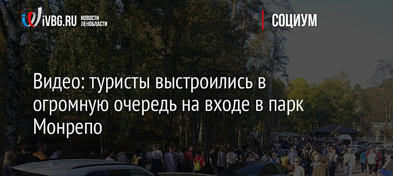Видео: туристы выстроились в огромную очередь на входе в парк Монрепо