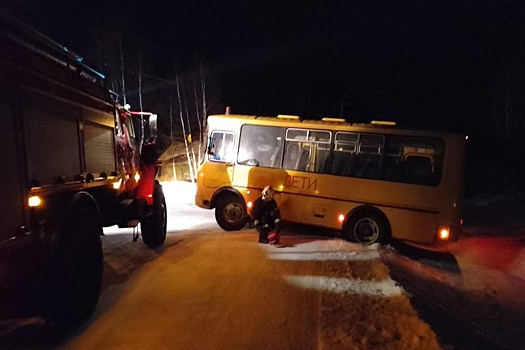 В Карелии школьный автобус съехал в кювет