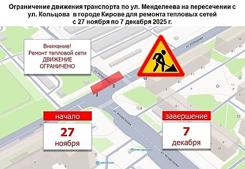 На Менделеева ограничат движение до 7 декабря