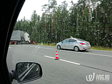 На "Скандинавии" фура превратила иномарку в груду металлолома