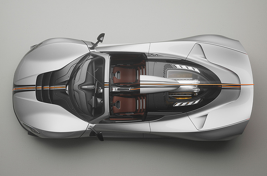 На крыше появился 1,4-метровый «плавник». Отдельные детали позаимствованы у трековой версии F5 Revolution Roadster: речь идёт, например, о воздухозаборнике или крылышках-канардах на переднем бампере.