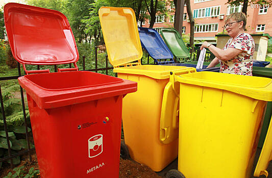 Для раздельного сбора мусора установили яркие контейнеры