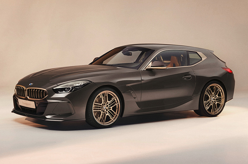 BMW Concept Touring Coupe. Баварская фирма превратила родстер Z4 в двухместный универсал. Он входит в гамму концептов Hommage, являющуюся современным воплощением исторических машин бренда.