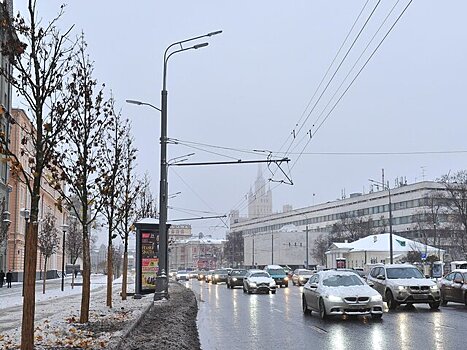 ГАИ призвала водителей к внимательности из-за мокрого снега в Москве