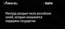 Минтруд раскрыл число российских семей, которым оказывается поддержка государства