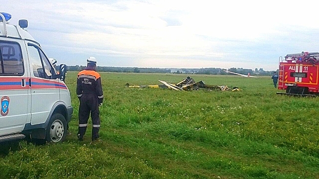 Пожарные ликвидировали возгорание в месте падения легкомоторного самолета в Бердске