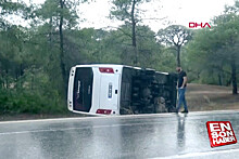 Появилось видео с места аварии автобуса с россиянами в Анталье