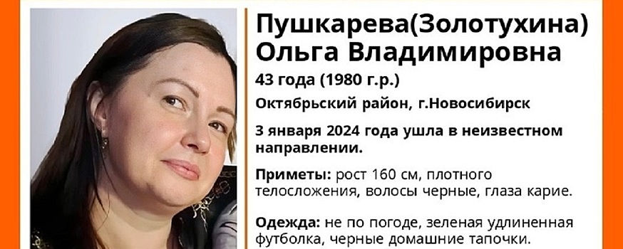В Новосибирске волонтеры третьи сутки ищут Ольгу Пушкареву, ушедшую из дома в морозы  в футболке и тапочках