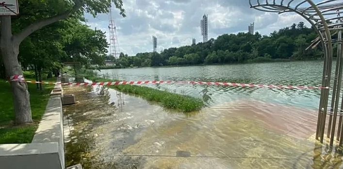 В Краснодаре ликвидировали засор, из-за которого подтопило Дмитриевский сквер