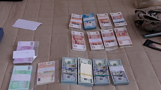 ФСБ показала изъятые у ОПГ из Минэкономразвития валюту, оружие и авто премиум-класса