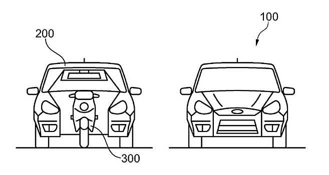 Патентная заявка Ford: автомобиль со встроенным мотоциклом