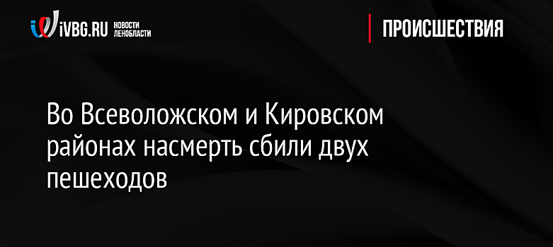 Во Всеволожском и Кировском районах насмерть сбили двух пешеходов