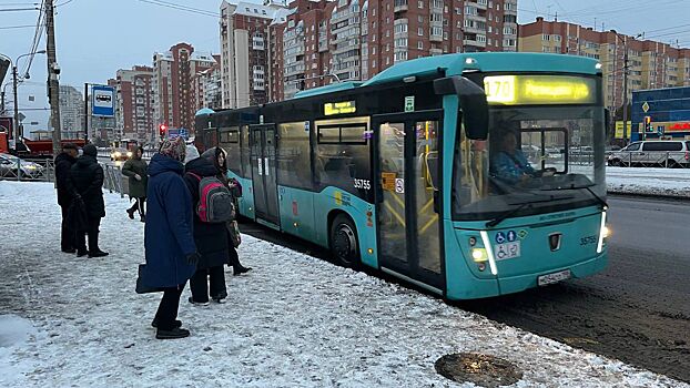 Сломанный автобус в Петербурге спровоцировал огромную пробку на проспекте Ветеранов