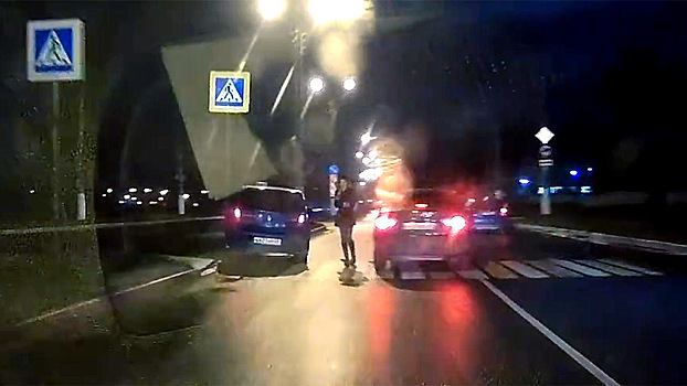 Водители точно не ожидали, что на "зебре" появится девушка