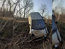 Daewoo Matiz вылетел с трассы Белореченск-Рязанская из-за гололеда