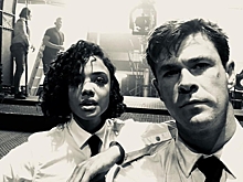 Крис Хемсворт и Тесса Томпсон на съемках ребута «Люди в черном»