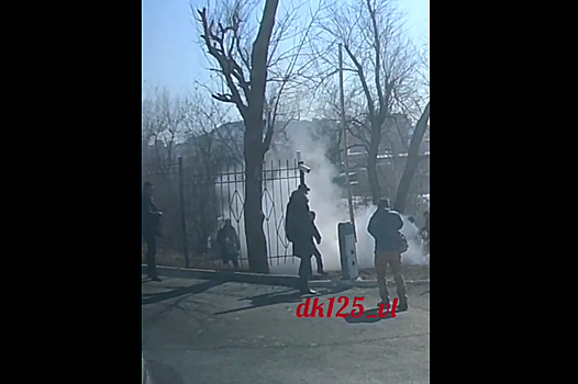 На улице Владивостока на видео сняли мужчину, объятого пламенем