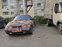В Иволгино легковушку обсыпали перьями и облили кетчупом