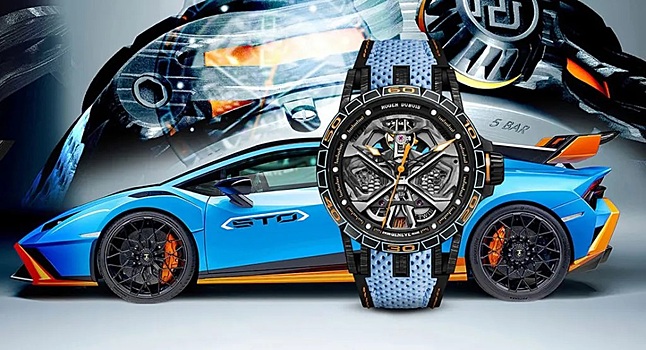  		 			Roger Dubuis запускает часы за 4,2 млн руб., вдохновленные Lamborghini Huracan STO 		 	