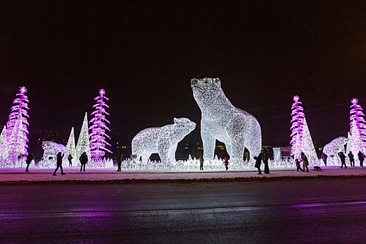 На северо-востоке Москвы начали устанавливать светящихся «Полярных медведей»