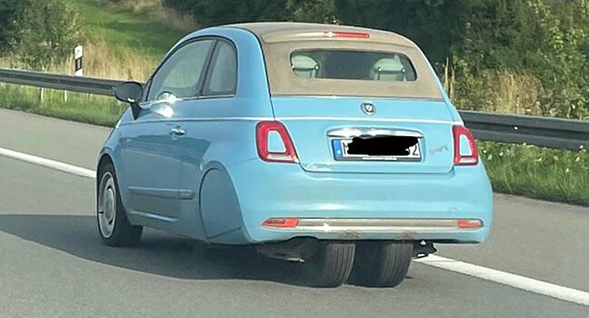 На немецком автобане заметили необычную модель «трицикла» Fiat 500