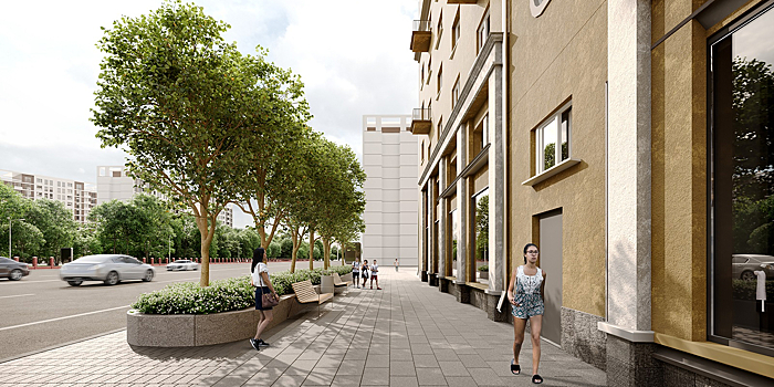 Началось благоустройство участка Ленинского проспекта на юго-западе Москвы